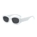 Klobige weiße ovale Sonnenbrille, unregelmäßiger Gelée-Rahmen UV-Schutz Trend Brille. - Weißer Rahmen Graue Gläser