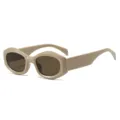 Modische unregelmäßige ovale Sonnenbrille für Damen und Herren, dicker beiger Rahmen. - Graubeiger Rahmen Tee Gläser