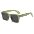 Occhiali da sole quadrati alla moda in verde oliva, occhiali da sole retro eleganti per tutti i giorni. - Montatura Verde Trasparente Lente Grigia