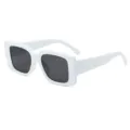 Weiße klobige quadratische Sonnenbrille, stylische Retro Oversize für Damen u. Herren - Weißer Rahmen Graue Gläser