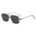 Retro quadratische Sonnenbrille für Damen und Herren, transparenter grauer Rahmen, dunkle Gläser. - Durchscheinender grauer Rahmen Graues Glas