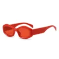 Rote Jelly PC-Rahmen Sonnenbrille, modische unregelmäßige ovale Retro-Sonnenbrille für Damen. - Orangerot Rahmen Rotes Glas