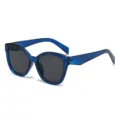 Modische blaue transparente Cat-Eye Sonnenbrille, Vintage Retro Damen Brille UV-Schutz. - Blauer Rahmen Graue Linsen