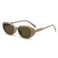 Modische Retro schmale Sonnenbrille fur Damen und Herren mit UV-Schutz fur den Sommer. - Graubeiger Rahmen Tee Gläser