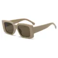 Chunky square sunglasses in khaki, retro thick frame sun glasses for men and women street - Greyish Beige Frame Tea Lens