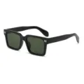 Occhiali da sole quadrati neri retrò trendy con lenti verde scuro e dettagli metallici. - Montatura Nera Lenti G15