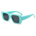 Trendy chunky square sunglasses featuring bold thick frames and dark UV protection lenses. - Apple Green