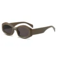 Modische unregelmäßige ovale Sonnenbrille mit braunem PC-Rahmen, stylischer Trend-Look. - Kaffeebrauner Rahmen Graue Gläser