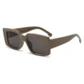 Retro chunky square sunglasses in brown, classic vintage style sun protection eyewear. - Coffee Frame Grey Lens