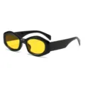 Modische schwarze ovale Sonnenbrille mit leuchtend gelben Gläsern für Damen und Herren. - Schwarzer Rahmen Gelbe Gläser