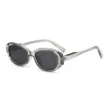 Retro Katzenauge Sonnenbrille Damen Herren Schmaler Rahmen Transparent Grau UV Schutz - Hellgrau