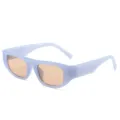 Retro klobige Sonnenbrille für Damen und Herren, minimalistischer Vintage Streetwear Stil. - Gelee Blau Rahmen Braune Gläser