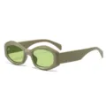 Modische unregelmäßige ovale Sonnenbrille mit grünen Gläsern und stylischem PC-Rahmen. - Grüner Rahmen / Grüne Gläser