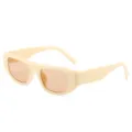 Retrò Sonnenbrille mit dickem Rahmen in Beige, trendige kleine Sonnenbrille für Damen und Herren. - Cremeweißer Rahmen / Teebraune Gläser