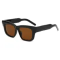 Schwarze klobige quadratische Sonnenbrille braune Gläser trendige UV400 Sonnenbrille Variante Herren - Schwarzer Rahmen Tee Gläser