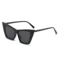 Gafas de sol de ojo de gato oversize de moda para hombres y mujeres, montura negra, UV. - Montura Negro Brillante Lentes Grises