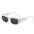 Retro weiße dicke Sonnenbrille für Damen und Herren, trendy Vintage Streetwear UV400 Brille. - Weißer Rahmen Graue Gläser