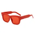 Modische rote klobige Sonnenbrille fuer Damen und Herren UV Schutz Trend Brillen Artikel - Orangerot Rahmen Rotes Glas