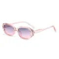 Rosa durchsichtige Rahmen Sonnenbrille mit Farbverlauf, Retro ovale Katzenaugen UV-Schutz. - Hellrosa Rahmen Farbverlauf Gläser