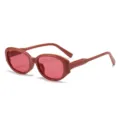 Retro Katzenauge Sonnenbrille Damen Herren, schmaler Rahmen, rot mit rosa UV-Schutz Gläsern. - Wassermelonenrot Rahmen Rotes Glas