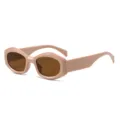 Modische unregelmäßige ovale Sonnenbrille in Gelee-Farbe mit braunen Gläsern für einen stilvollen Look. - Rosa Rahmen Tee-Gläser