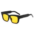 Modische dicke schwarze Sonnenbrille mit gelben Gläsern für stilvolle Streetwear. - Schwarzer Rahmen Gelbe Gläser