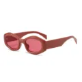 Modische unregelmäßige ovale Sonnenbrille mit rosa Gläsern für Damen und Herren. - Wassermelonenrot Rahmen Rotes Glas