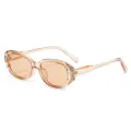 Retro braune transparente Katzenauge Sonnenbrille fuer Damen und Herren, schmaler UV-Schutz. - Helltee