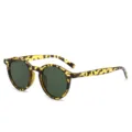 Retro round tortoise shell sunglasses for women and men vintage UV protection eyewear - Yellow Tortoiseshell Frame Green Lens