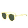 Retro round frame sunglasses with yellow transparent design and UV protection lenses. - Yellow Frame Green Lens