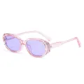 Retro rosa Katzenauge Sonnenbrille mit lila Gläsern, stilvolle schmale Outdoor Brille. - Hellviolett