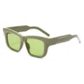 Modische Sonnenbrille mit gruenen Glaesern und massivem khaki Rahmen, UV400 Schutz. - Grüner Rahmen / Grüne Gläser