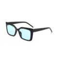 Gafas de sol cuadradas negras de moda con lentes azul claro para mujeres estilo urbano. - Montura Negra Lente Azul