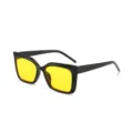 Gafas de sol montura negra lentes amarillas, estilo retro cuadrado cat-eye de mujer. - Montura Negra Lentes Amarillas