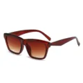 Modische Retro Quadratische Sonnenbrille für Damen und Herren mit braunen Verlaufsgläsern. - Dunkler Teerahmen Verlaufs-Teegläser