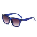 Blaue transparente Sonnenbrille mit stylischem Farbverlauf, Vintage-Viereck-Design für den Alltag. - Blauer Rahmen Verlauf Grau Gläser