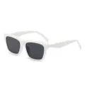 Modische weiße Sonnenbrille mit dunklen Gläsern für Damen und Herren Retro Trend Design. - Weißer Rahmen Graue Gläser