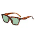 Retro quadratische Schildpatt-Sonnenbrille mit grünen Gläsern, modische Brille für Damen und Herren. - Schildpatt Rahmen Grüne Linsen