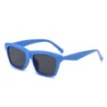 Blaue Sonnenbrille mit dickem Rahmen, quadratisch, retro, modischer Sonnenschutz für Damen. - Blauer Rahmen Graue Linsen