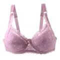 Purple lace bra for women plus size push up floral lingerie comfortable daily underwear - 75D / Tops / Pink