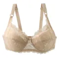 Women lace plus size gathering bra beige D cup comfortable shaping underwear detail view - 75D / Tops / Nude