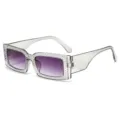 Damen Mode quadratische Strass Sonnenbrille lila Farbverlauf Linse UV Schutz Brille - Hellgrauer Rahmen Verlaufsgraue Linse
