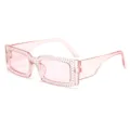 Rosa Strass quadratische Sonnenbrille für Damen Mode schick stylish Hauptproduktansicht - Hellrosa Rahmen Rosa Gläser
