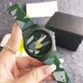 Groene siliconen horloge met geometrisch wijzerblad, stijlvol quartz horloge voor dagelijks gebruik. - Groen