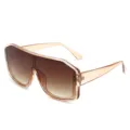 Occhiali da sole oversize lente unica uomo donna, montatura marrone sfumata vista principale. - Marrone Chiaro
