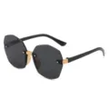 Gafas de sol infantiles poligonales sin montura elegantes con lentes negras y doradas - Negro y Gris / Montura Negro Oro Lentes Negro Gris