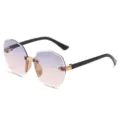 Gafas de sol poligonales sin montura para niños degradado colorido niño niña modelo nuevo - Degradado púrpura a rosa / Marco Oro Negro Lente Púrpura a Rosa