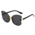 Childrens fashion butterfly rimless sunglasses UV protection baby cute daily photo eyewear - Black and Gray