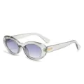 Lunettes de soleil ovales transparentes grises tendance avec verres dégradés et branches dorées. - Monture Grise Verres Gris