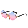 Children cute cloud shaped sunglasses gradient rimless sun glasses for kids boys and girls - Blue to Pink Gradient